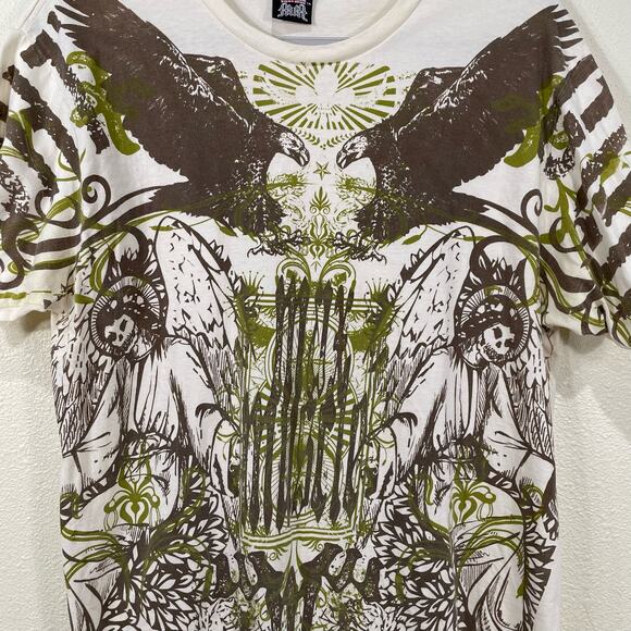 Y2K Max Muscle Fight Gear Graphic Eagle Skull T-Shirt Grunge Skater Streetwear L - Picture 3 of 11